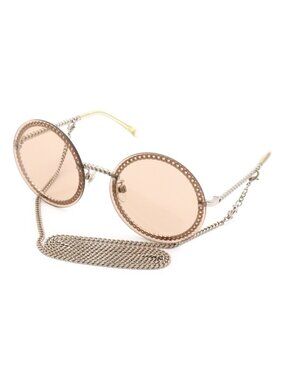 Chanel Glass Chain Sunglasses Round Eyewear
